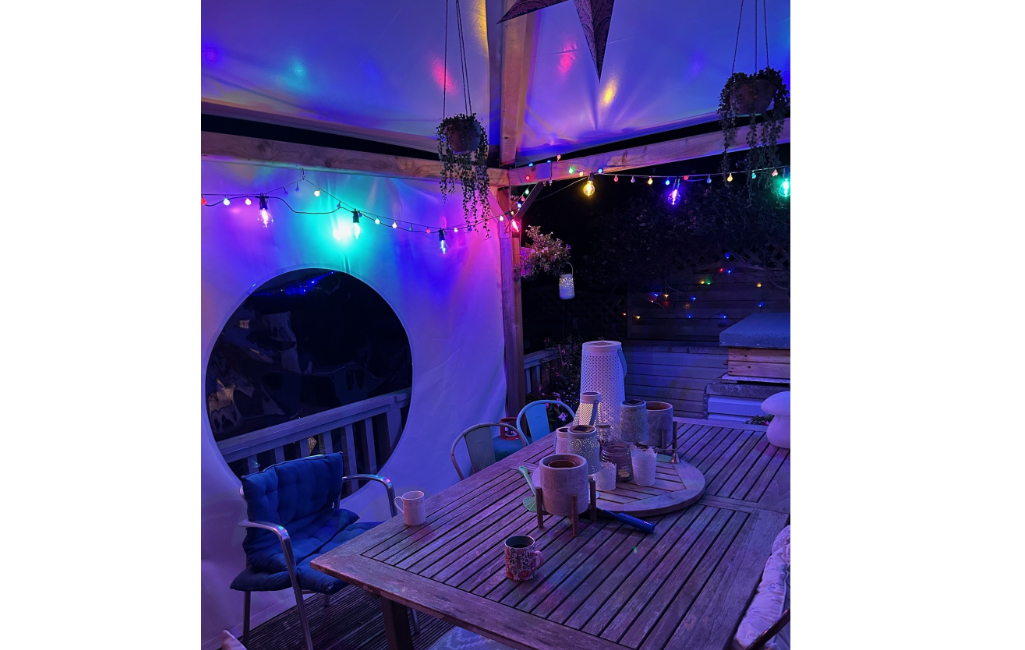 Nighttime Shot with Garden furniture